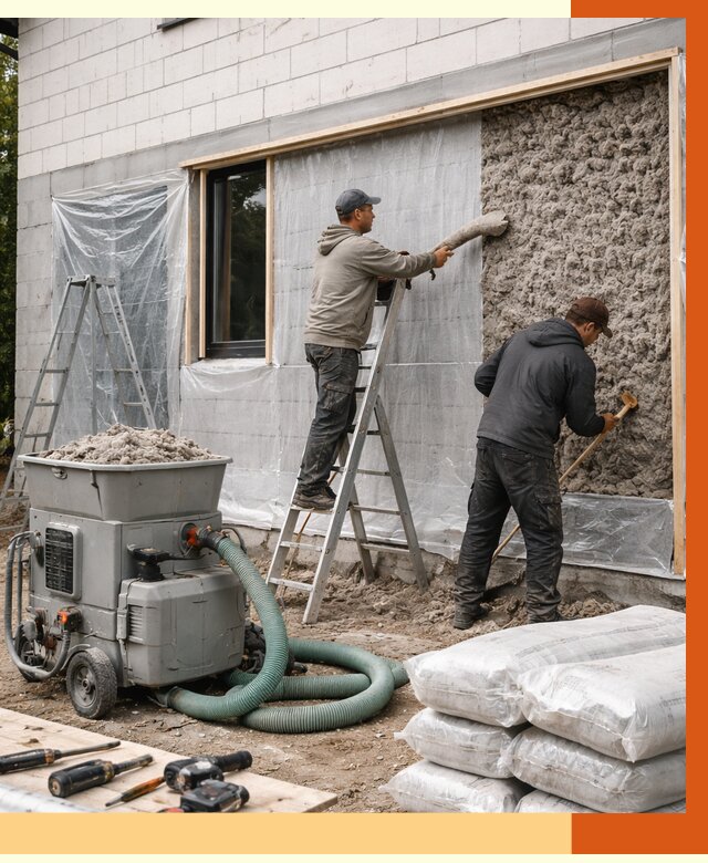 Утепление дома из газобетона эковатой в Истре от 4572 руб./м2 | ТепломастерСта